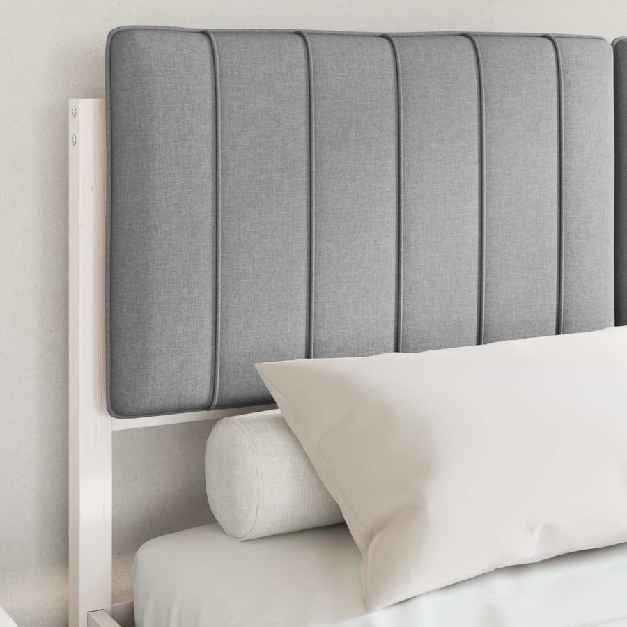Bedframe met Gevoerd Hoofdgedeelte Lichtgrijs 135 x 190 cm