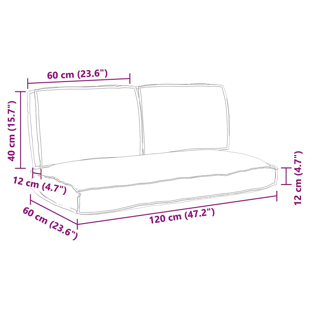 Pallet Kussen Set 3 pcs Taupe 60x120x12cm 60 x 40 x 12 cm