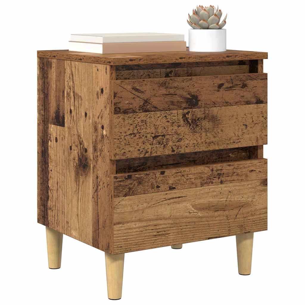 Bedkast met lade Oud Hout 40 x 35 x 50 cm Bewerkt hout