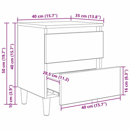 Bedkast met lade Oud Hout 40 x 35 x 50 cm Bewerkt hout