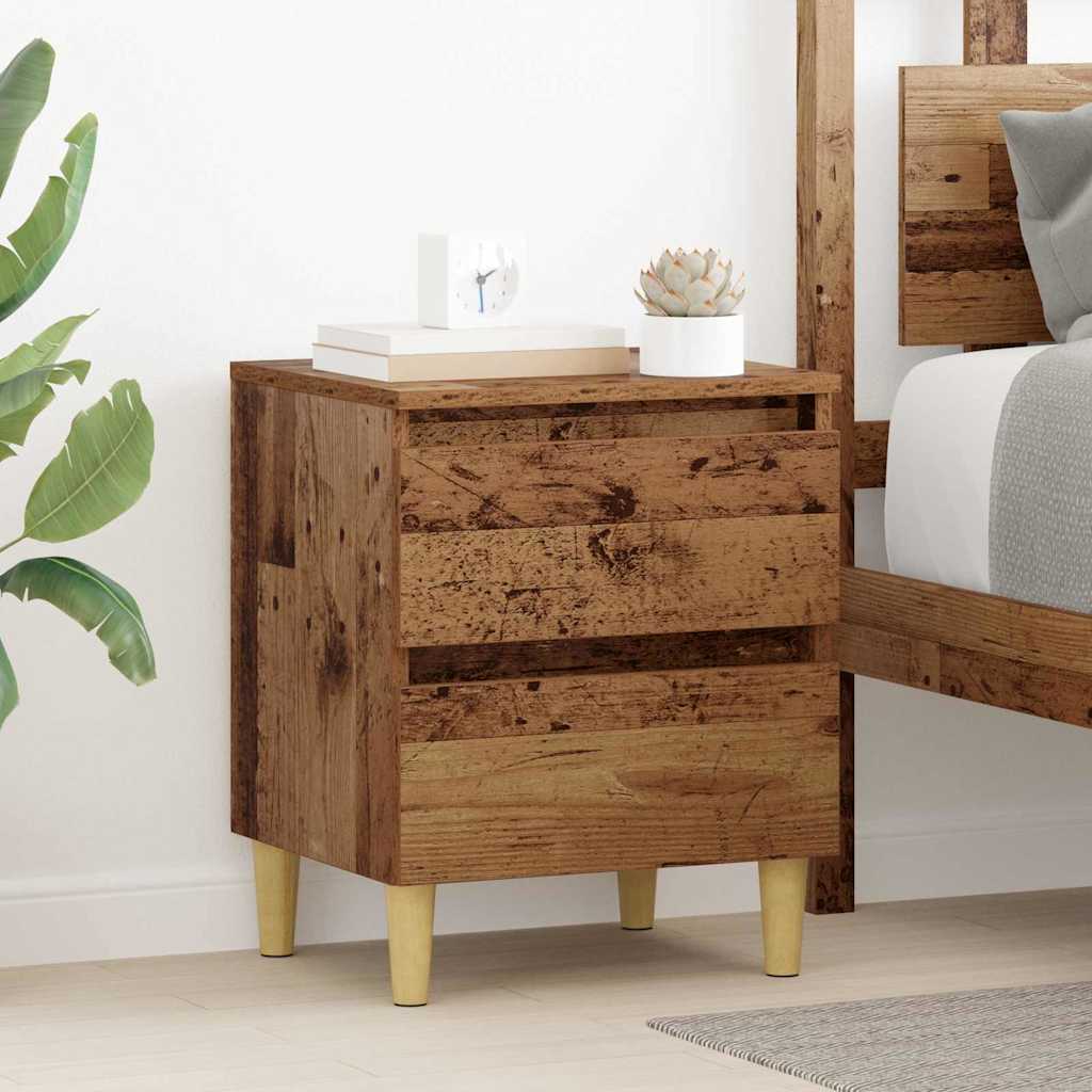 Bedkasten met lade 2 pcs Oud Hout 40 x 35 x 50 cm Bewerkt hout