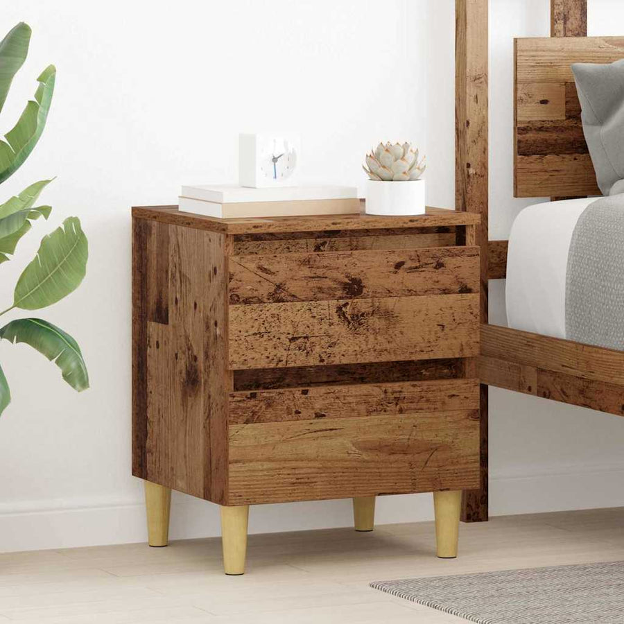 Bedkasten met lade 2 pcs Oud Hout 40 x 35 x 50 cm Bewerkt hout