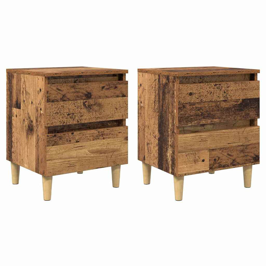 Bedkasten met lade 2 pcs Oud Hout 40 x 35 x 50 cm Bewerkt hout