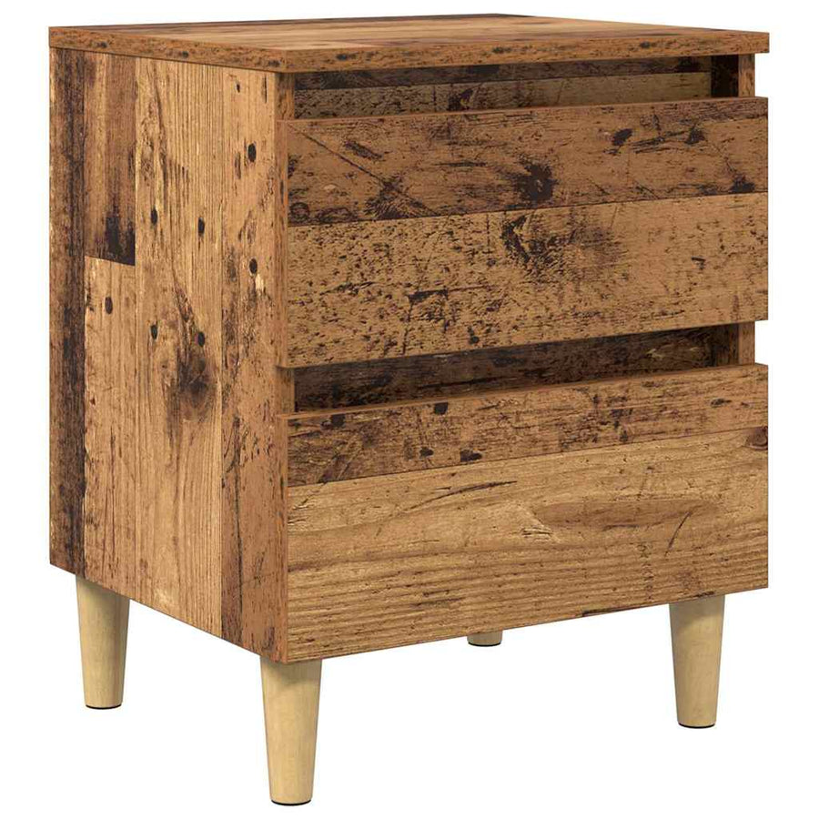 Bedkasten met lade 2 pcs Oud Hout 40 x 35 x 50 cm Bewerkt hout