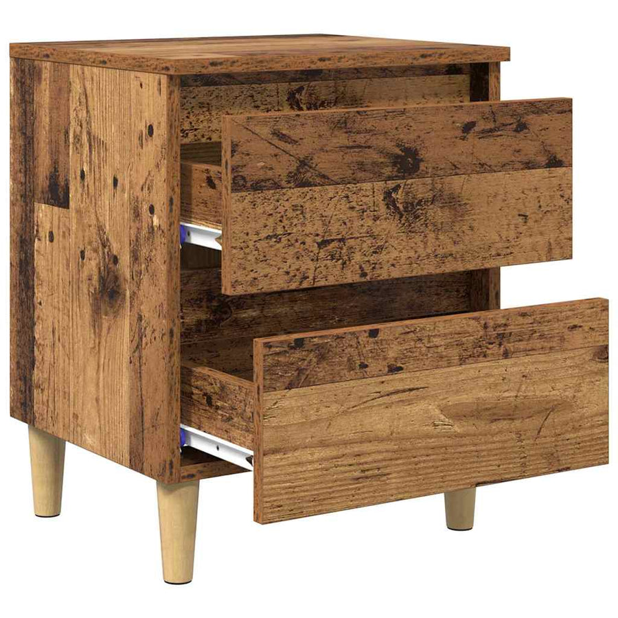 Bedkasten met lade 2 pcs Oud Hout 40 x 35 x 50 cm Bewerkt hout