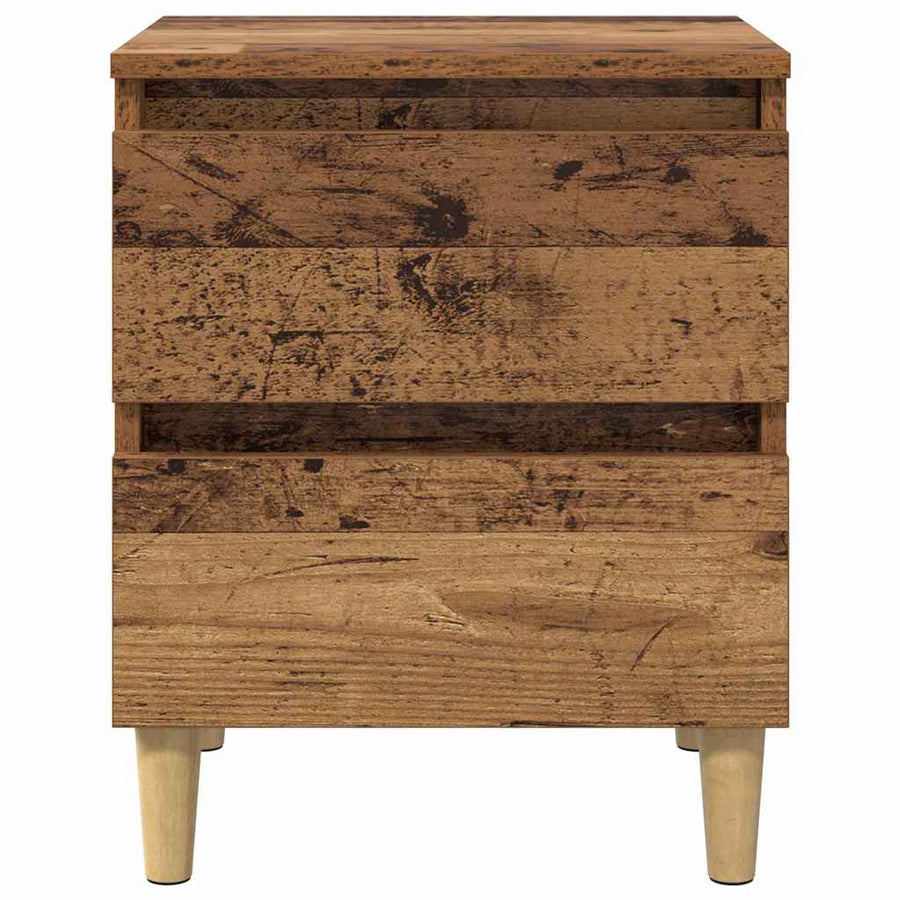 Bedkasten met lade 2 pcs Oud Hout 40 x 35 x 50 cm Bewerkt hout
