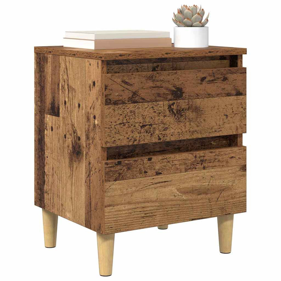 Bedkasten met lade 2 pcs Oud Hout 40 x 35 x 50 cm Bewerkt hout