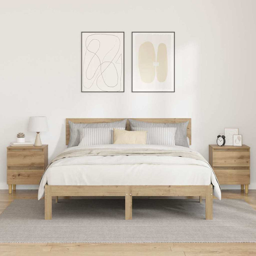Bedkasten 2 pcs Artisan Eiken 40 x 35 x 50 cm Bewerkt hout