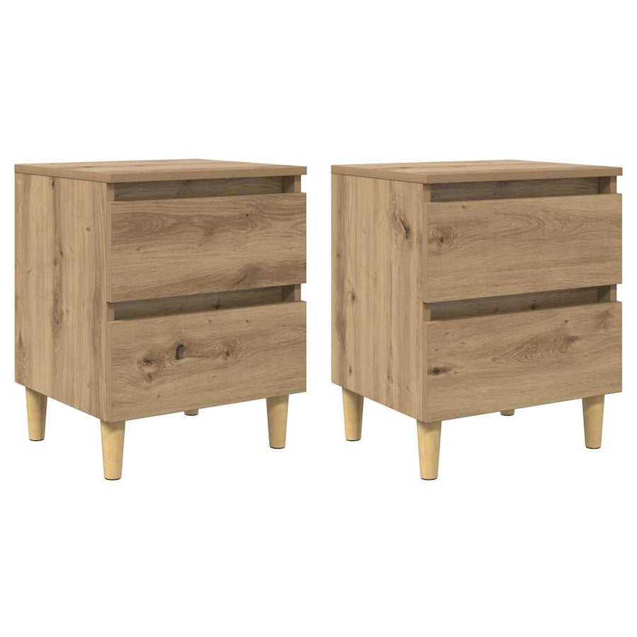 Bedkasten 2 pcs Artisan Eiken 40 x 35 x 50 cm Bewerkt hout