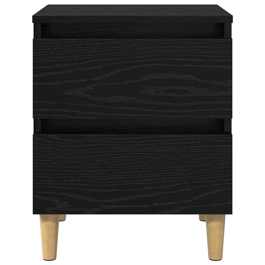 Bedkast met lade Zwart Eiken 40 x 35 x 50 cm Bewerkt hout