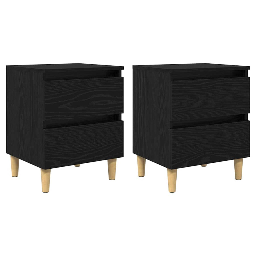 Bedkasten 2 pcs Zwart Eiken 40 x 35 x 50 cm Bewerkt hout