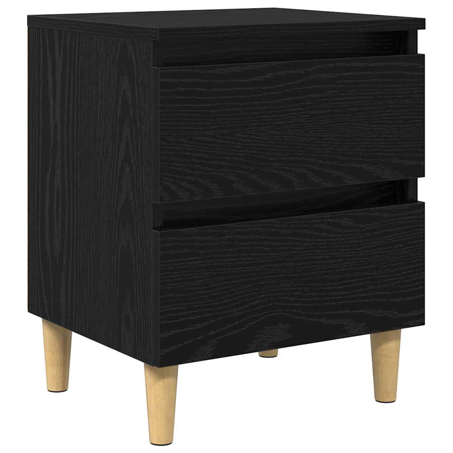 Bedkasten 2 pcs Zwart Eiken 40 x 35 x 50 cm Bewerkt hout
