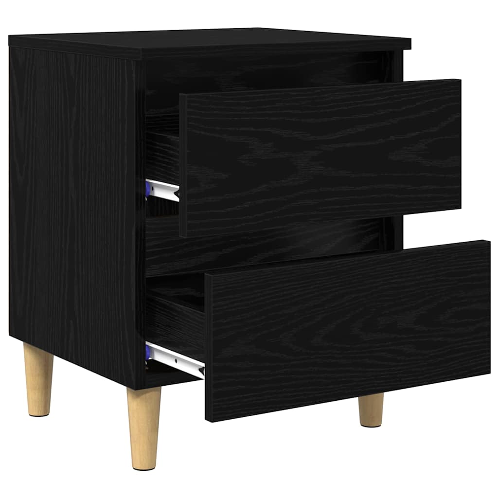 Bedkasten 2 pcs Zwart Eiken 40 x 35 x 50 cm Bewerkt hout