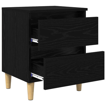Bedkasten 2 pcs Zwart Eiken 40 x 35 x 50 cm Bewerkt hout