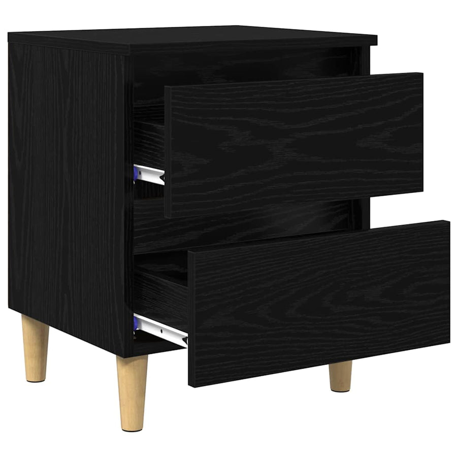 Bedkasten 2 pcs Zwart Eiken 40 x 35 x 50 cm Bewerkt hout