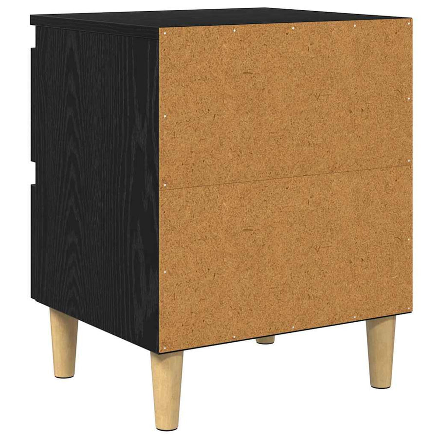 Bedkasten 2 pcs Zwart Eiken 40 x 35 x 50 cm Bewerkt hout