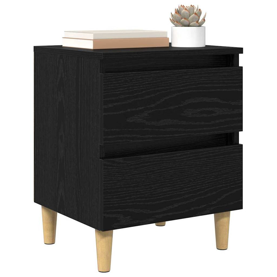 Bedkasten 2 pcs Zwart Eiken 40 x 35 x 50 cm Bewerkt hout