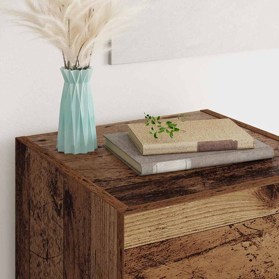 Dressoir met lade Oud Hout 34,5 x 34 x 90 cm Bewerkt hout