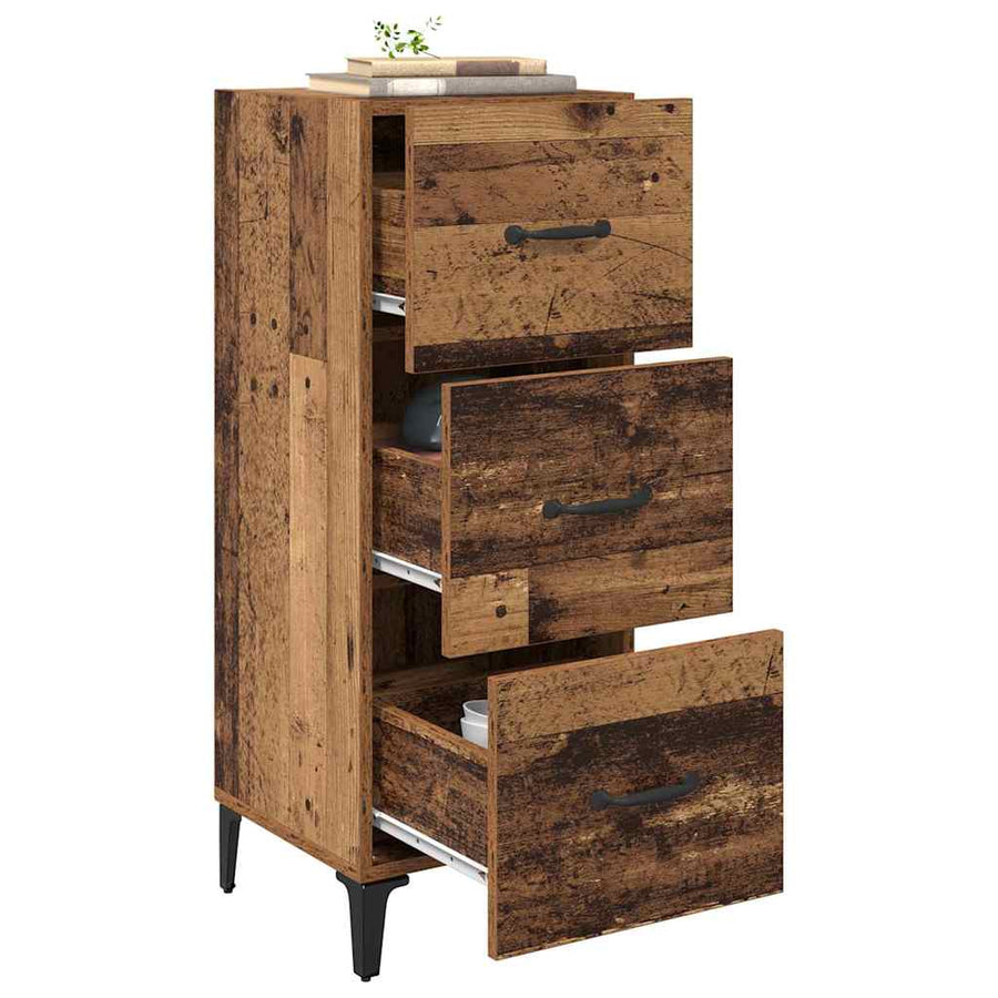 Dressoir met lade Oud Hout 34,5 x 34 x 90 cm Bewerkt hout