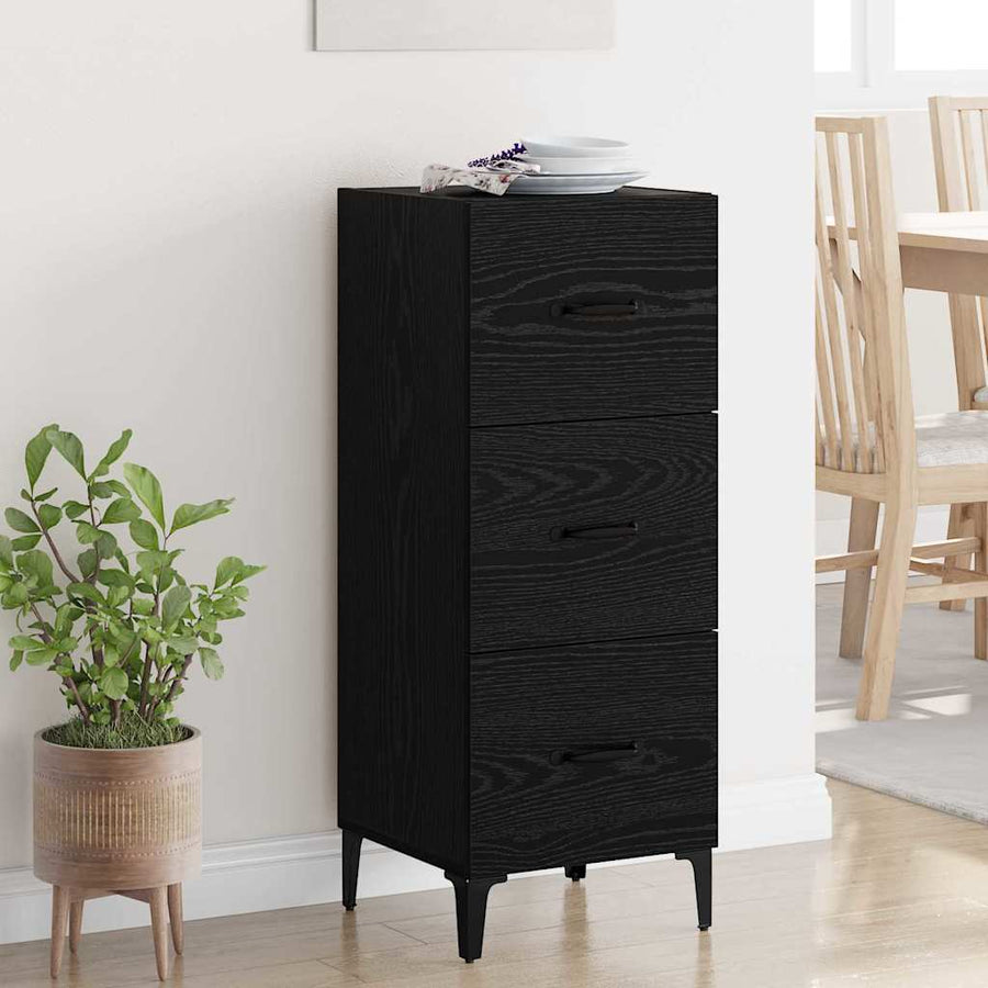 Dressoir met lade Zwart Eiken 34,5 x 34 x 90 cm Bewerkt hout