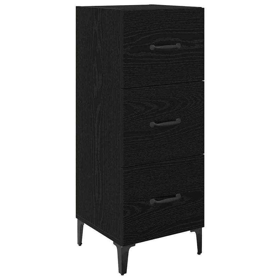 Dressoir met lade Zwart Eiken 34,5 x 34 x 90 cm Bewerkt hout