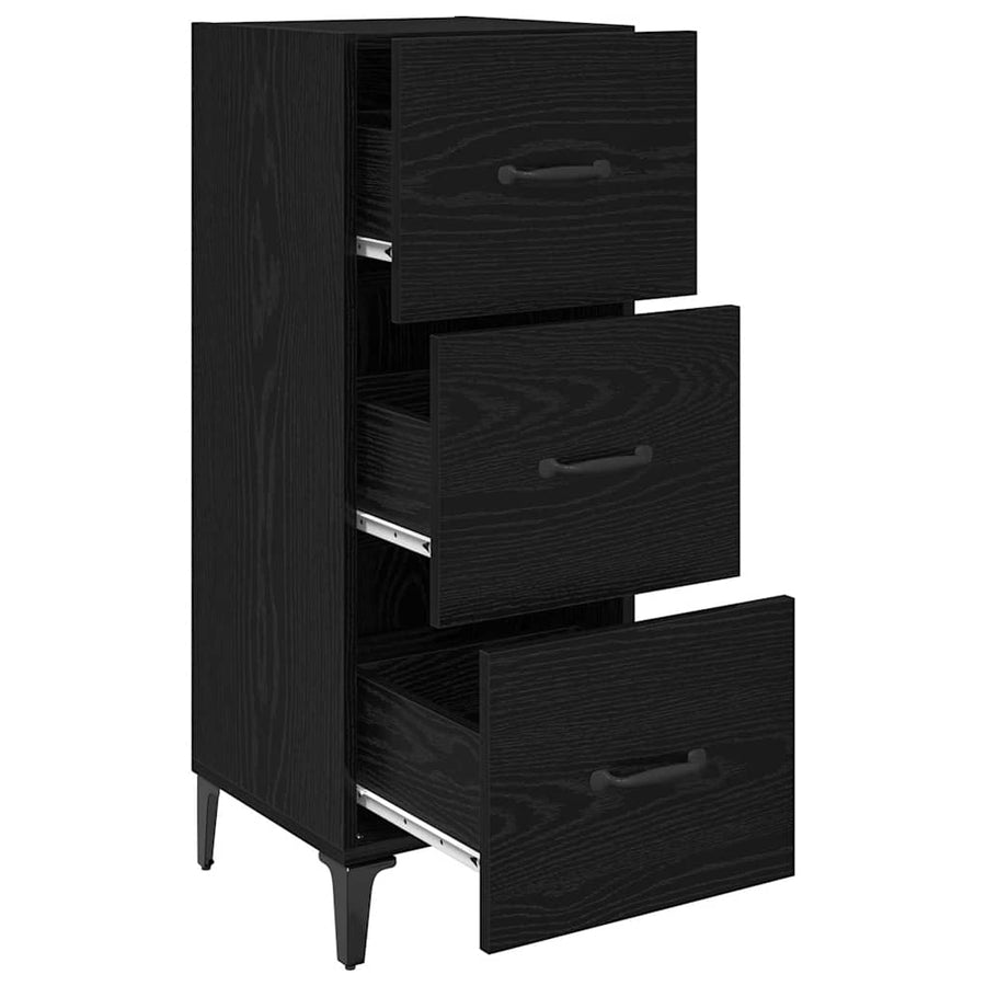 Dressoir met lade Zwart Eiken 34,5 x 34 x 90 cm Bewerkt hout