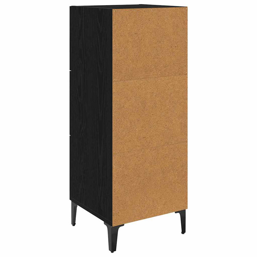 Dressoir met lade Zwart Eiken 34,5 x 34 x 90 cm Bewerkt hout