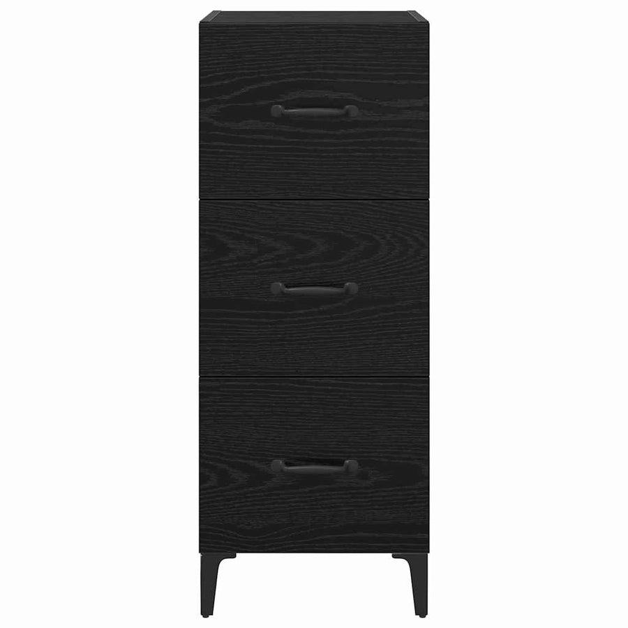 Dressoir met lade Zwart Eiken 34,5 x 34 x 90 cm Bewerkt hout