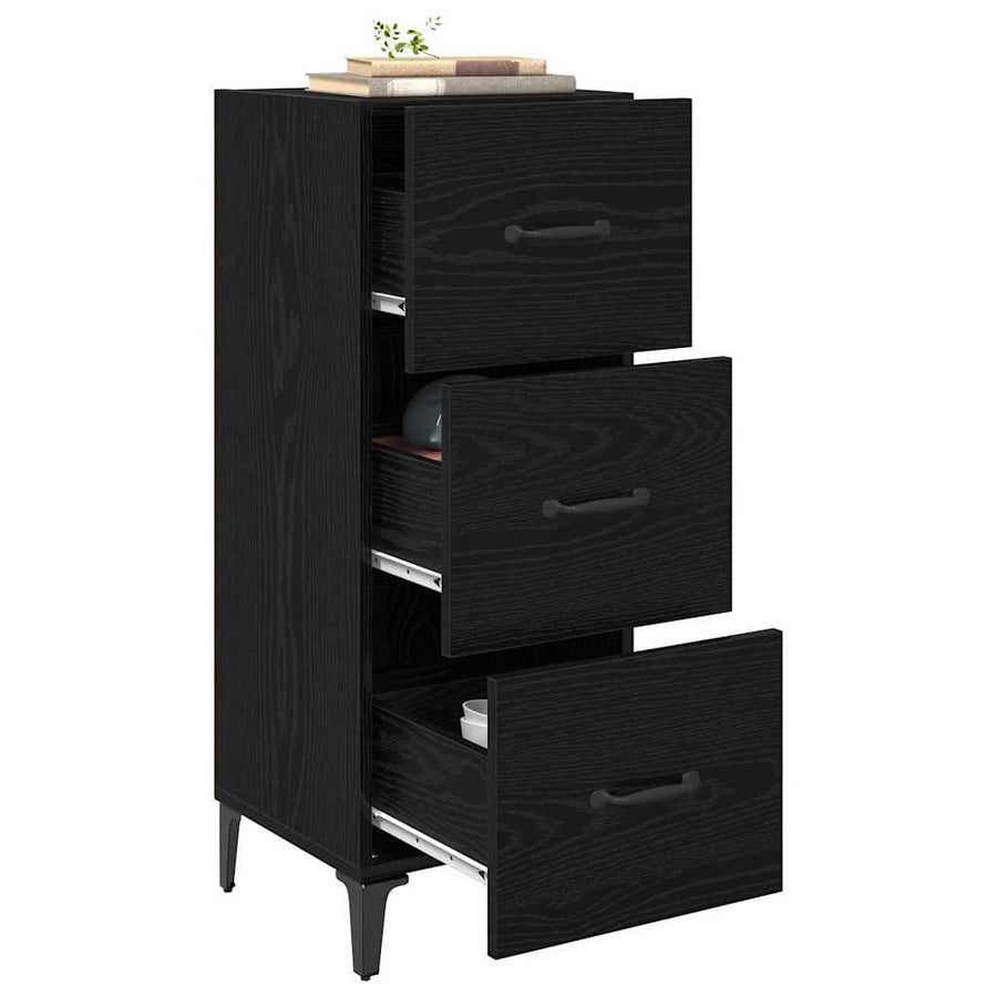 Dressoir met lade Zwart Eiken 34,5 x 34 x 90 cm Bewerkt hout