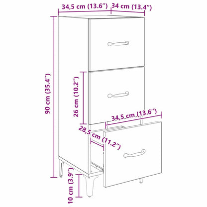Dressoir met lade Zwart Eiken 34,5 x 34 x 90 cm Bewerkt hout