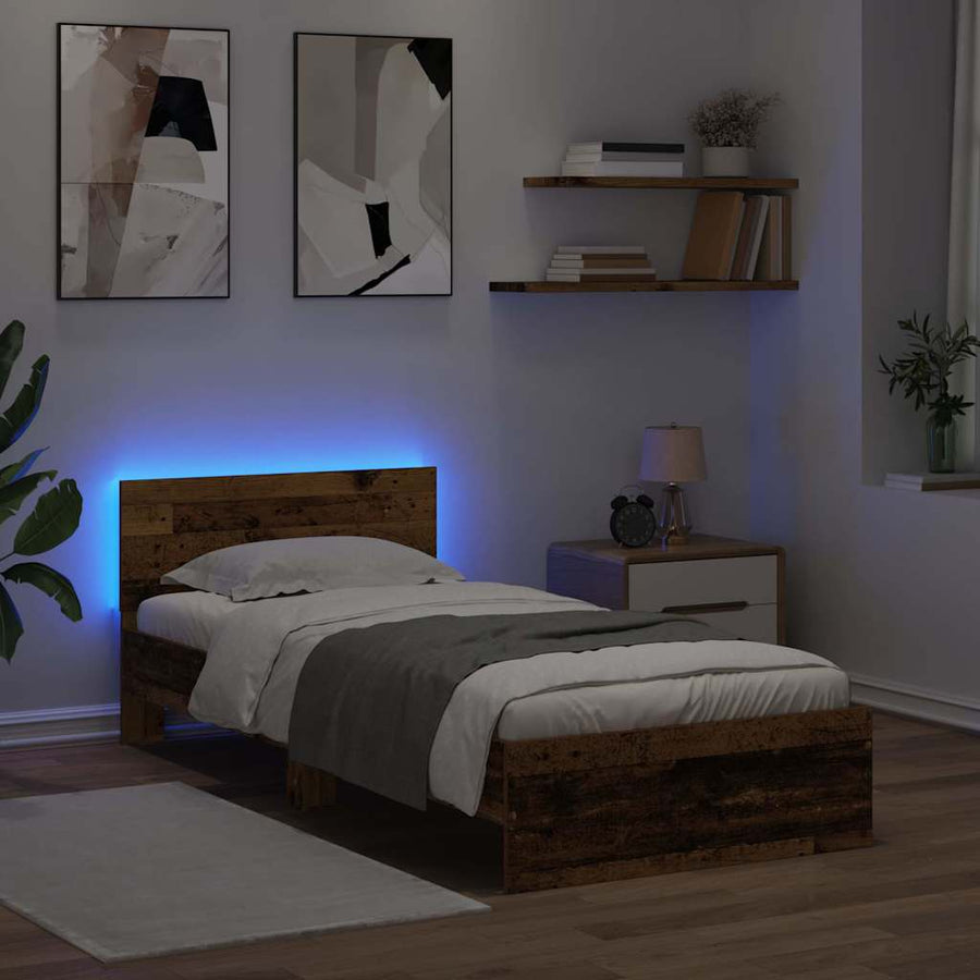 Bedframe met hoofdeinde Oud Hout 100 x 200 cm Bewerkt hout
