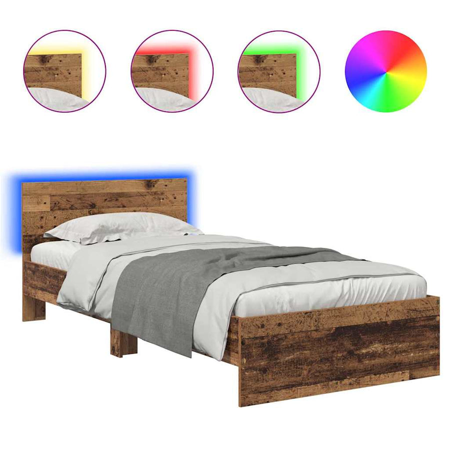 Bedframe met hoofdeinde Oud Hout 100 x 200 cm Bewerkt hout