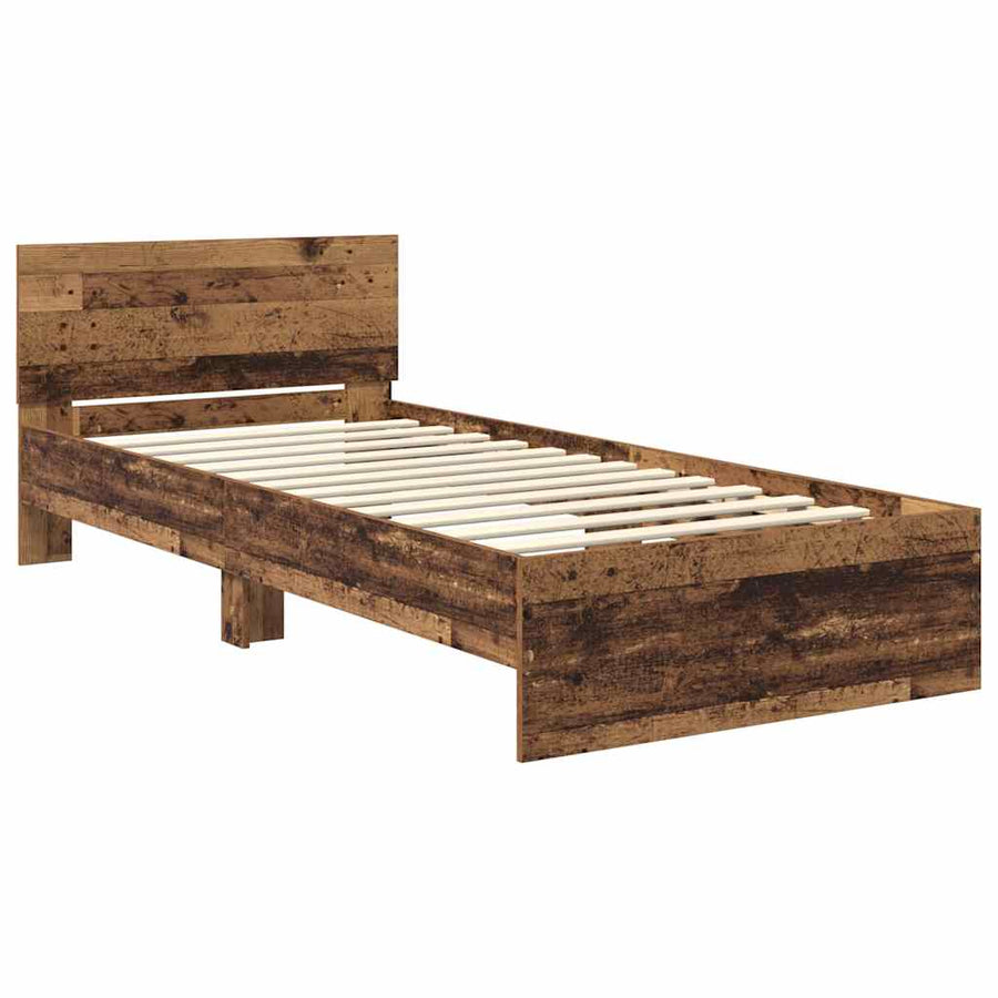 Bedframe met hoofdeinde Oud Hout 100 x 200 cm Bewerkt hout