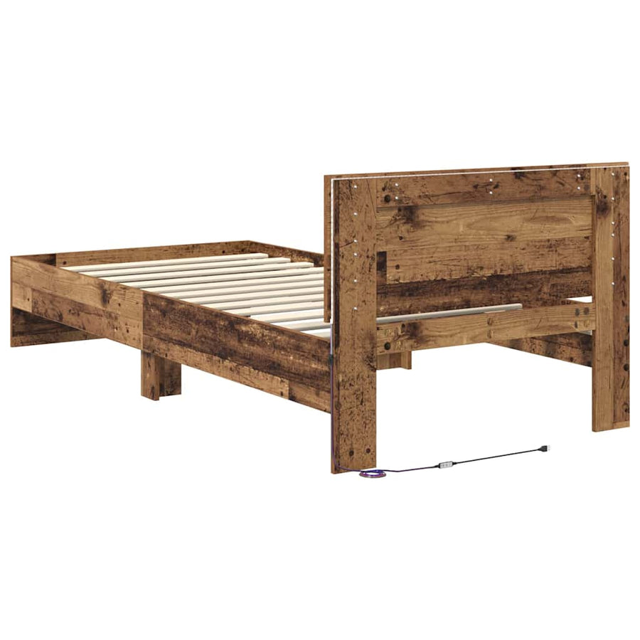 Bedframe met hoofdeinde Oud Hout 100 x 200 cm Bewerkt hout