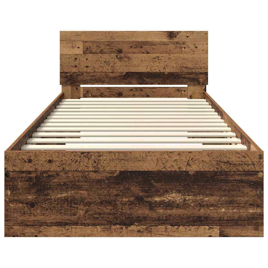Bedframe met hoofdeinde Oud Hout 100 x 200 cm Bewerkt hout