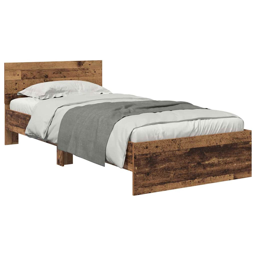 Bedframe met hoofdeinde Oud Hout 100 x 200 cm Bewerkt hout