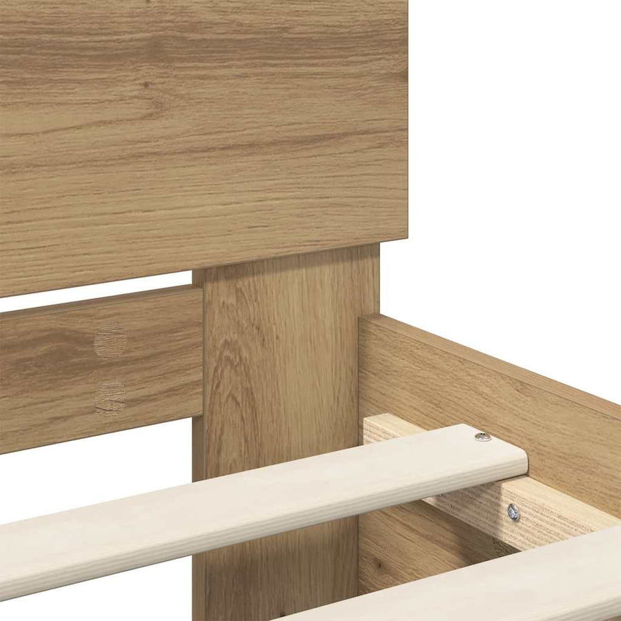 Bedframe met hoofdeinde Artisan Eiken 100 x 200 cm Bewerkt hout