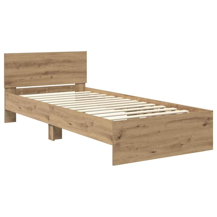 Bedframe met hoofdeinde Artisan Eiken 100 x 200 cm Bewerkt hout