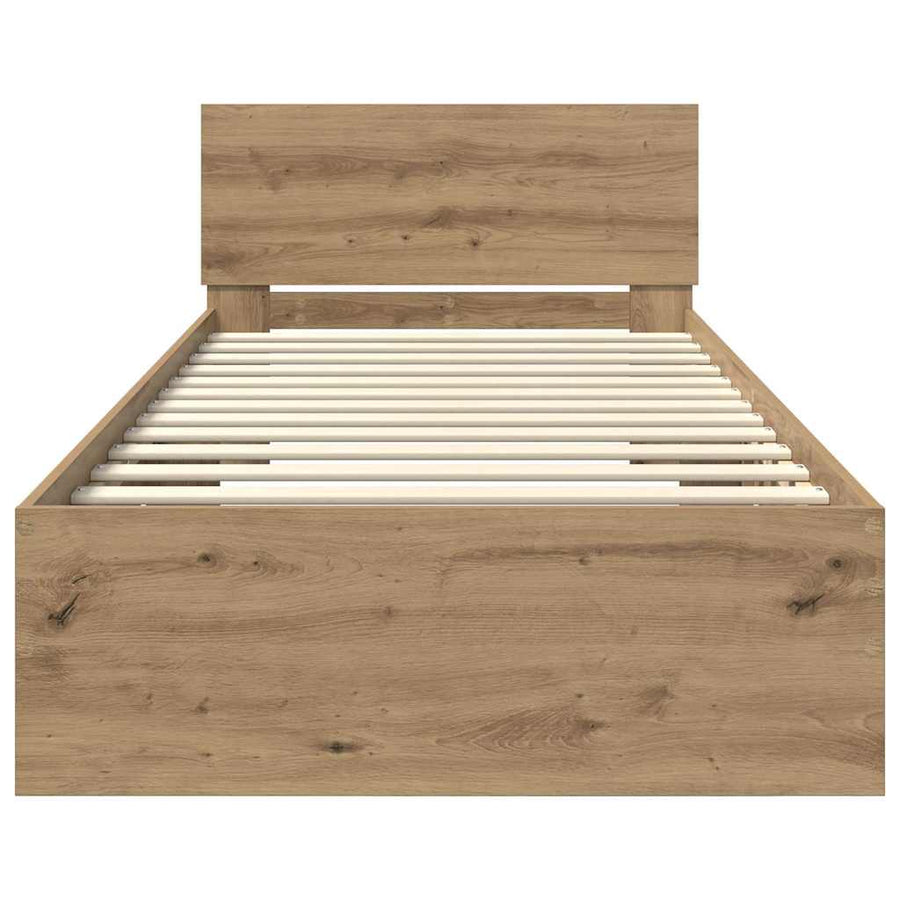 Bedframe met hoofdeinde Artisan Eiken 100 x 200 cm Bewerkt hout