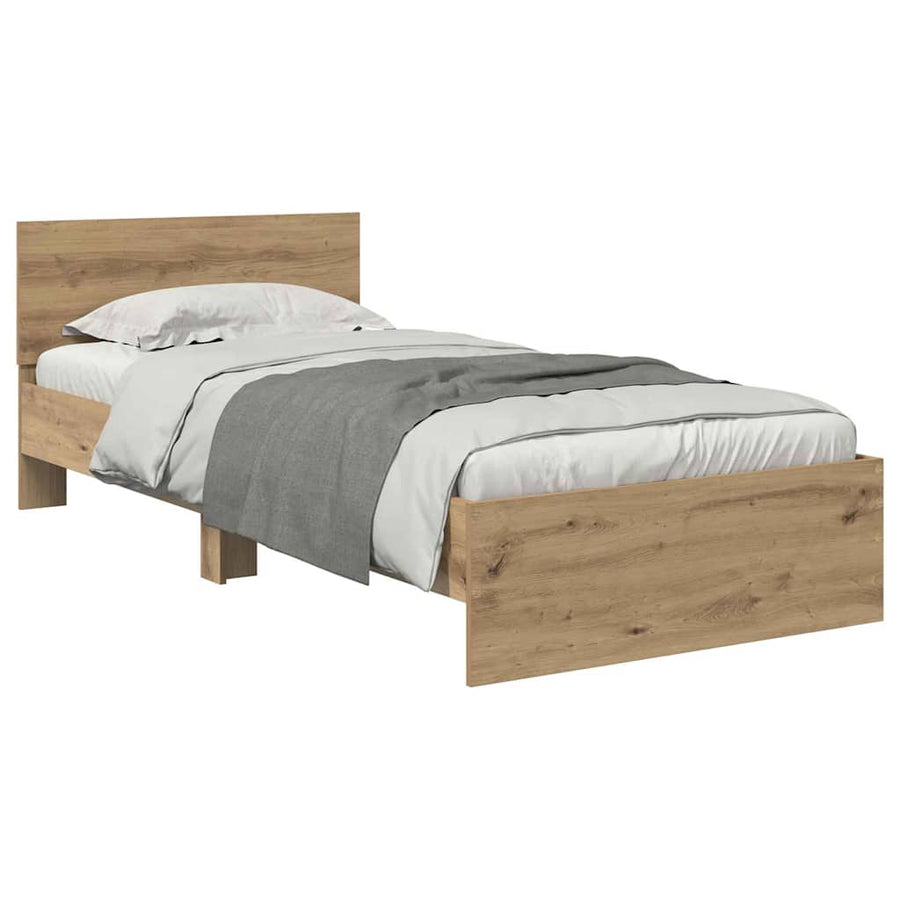 Bedframe met hoofdeinde Artisan Eiken 100 x 200 cm Bewerkt hout