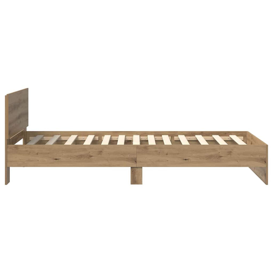 Bedframe met hoofdeinde Artisan Eiken 100 x 200 cm Bewerkt hout