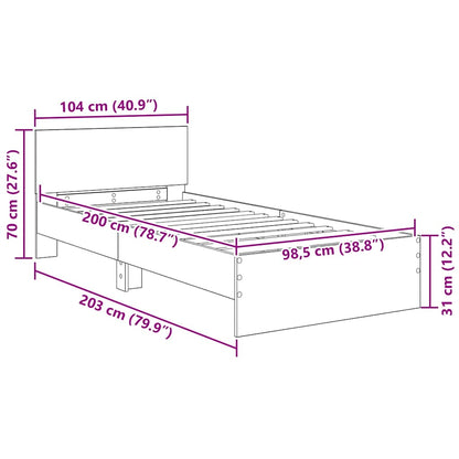 Bedframe met hoofdeinde Artisan Eiken 100 x 200 cm Bewerkt hout