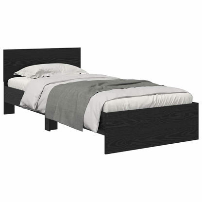 Bedframe met hoofdeinde Zwart Eiken 100 x 200 cm Bewerkt hout