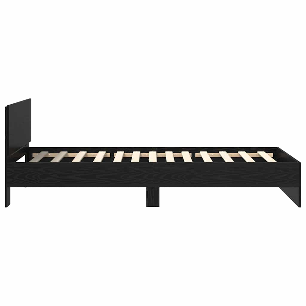 Bedframe met hoofdeinde Zwart Eiken 100 x 200 cm Bewerkt hout
