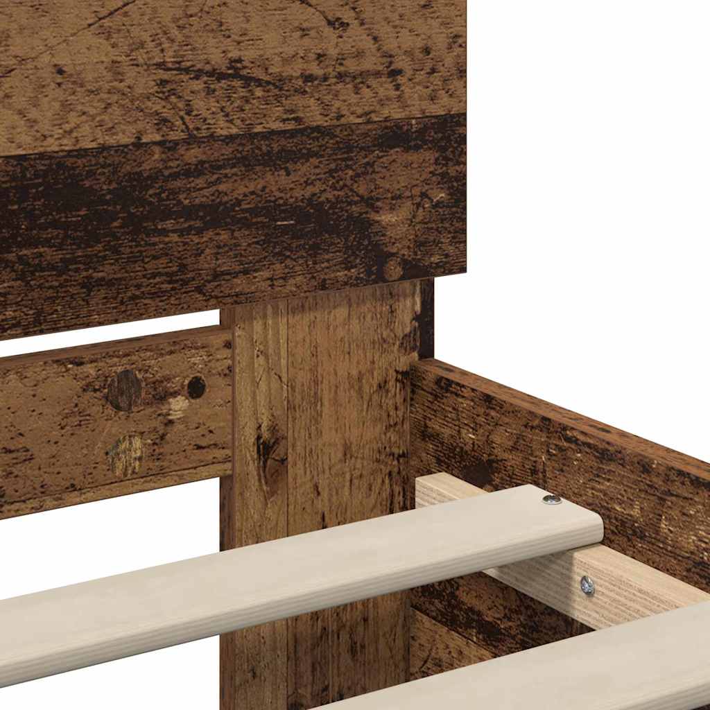 Bedframe met hoofdeinde Oud Hout 90 x 200 cm Bewerkt hout