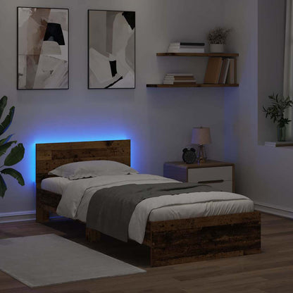 Bedframe met hoofdeinde Oud Hout 90 x 200 cm Bewerkt hout