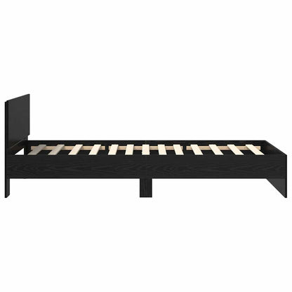 Bedframe met hoofdeinde Zwart Eiken 90 x 200 cm Bewerkt hout