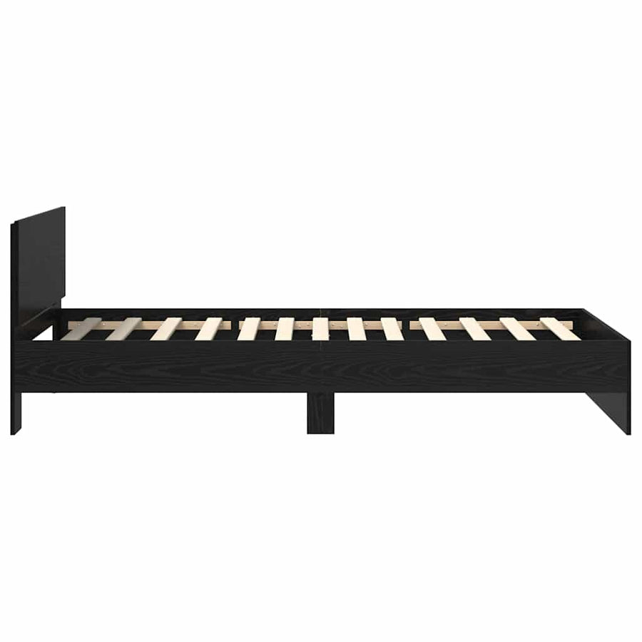Bedframe met hoofdeinde Zwart Eiken 90 x 200 cm Bewerkt hout