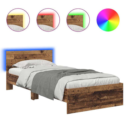 Bedframe met hoofdeinde Oud Hout 90 x 190 cm Bewerkt hout