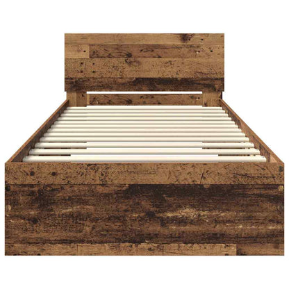 Bedframe met hoofdeinde Oud Hout 90 x 190 cm Bewerkt hout